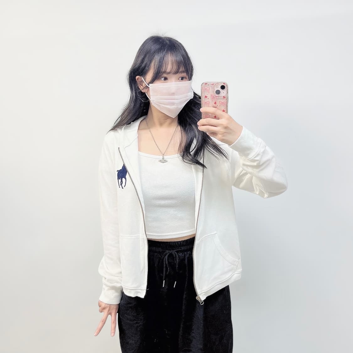 폴로 랄프로렌 빅포니 후드집업 화이트 상품이미지1