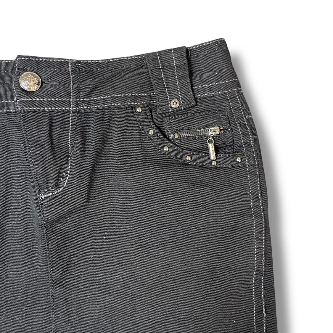 (28) 빈티지 블랙 스티치 큐빅 h라인 펑크 스커트 상품이미지3