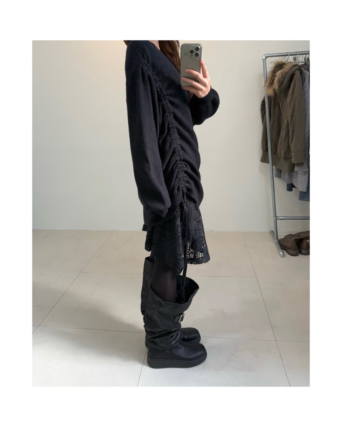 빈티지 셔링 니트 상품이미지2