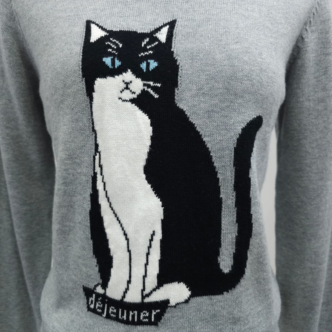 그레이 고양이 프린팅 니트 상품이미지6