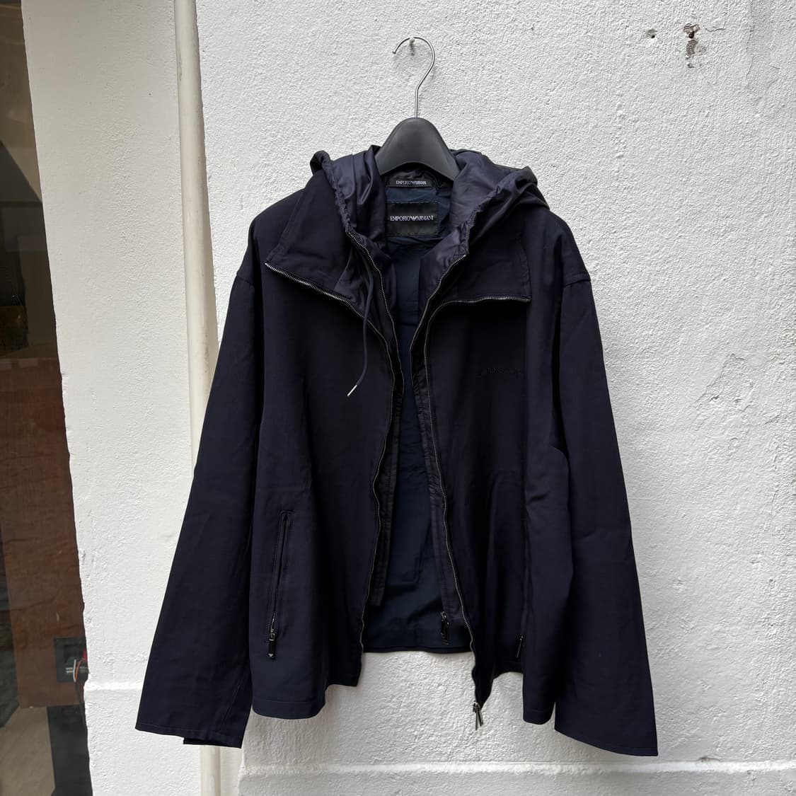 엠포리오 알마니 네이비 울 레이어 후드 집업 자켓 상품이미지8