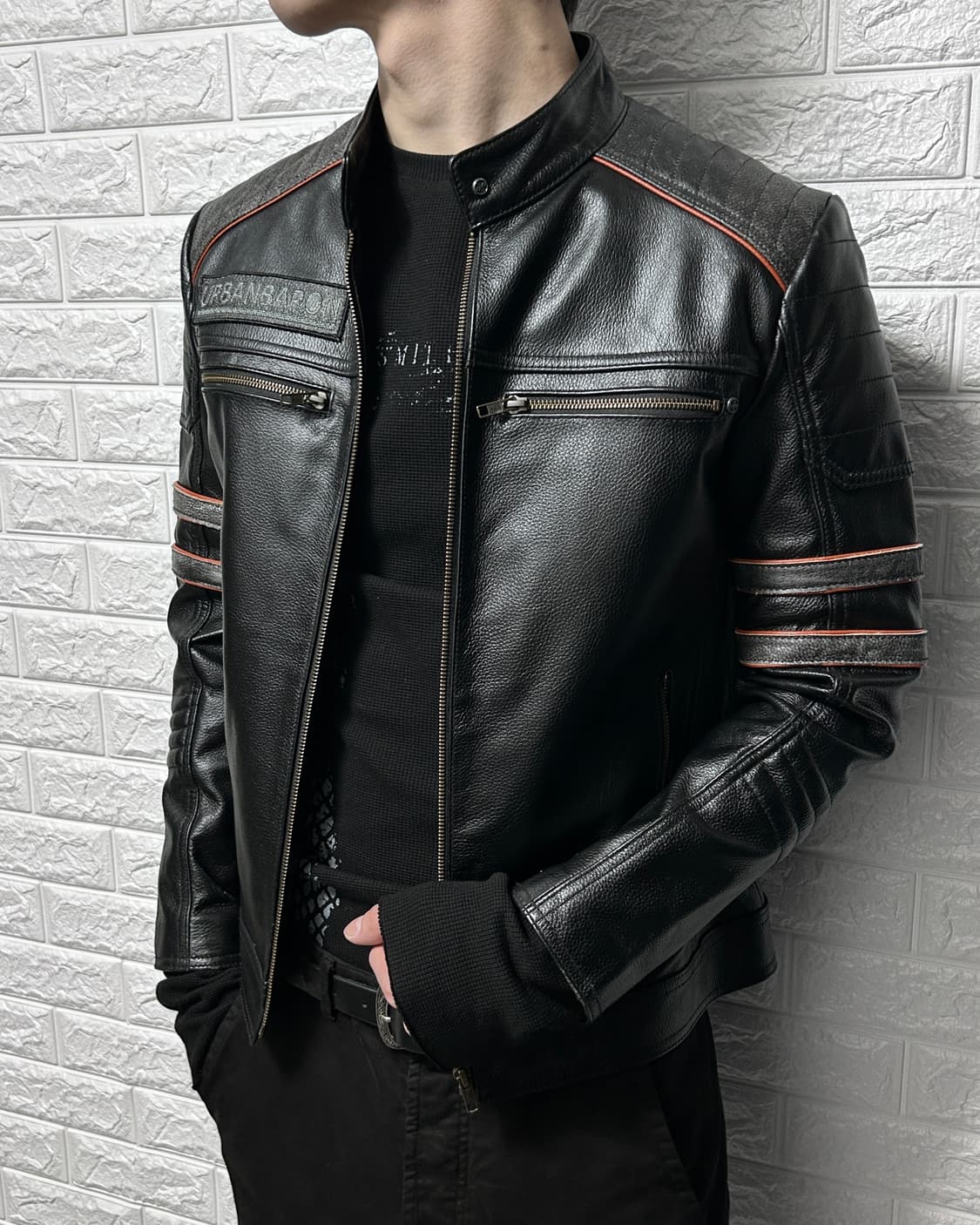 VIIBOY 스컬 패치 카우 레더 자켓 상품이미지2