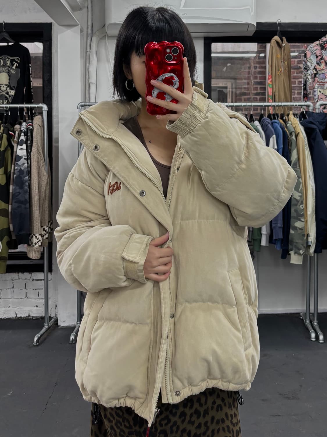 마자플라바 퍼후드 베이지 패딩 상품이미지3