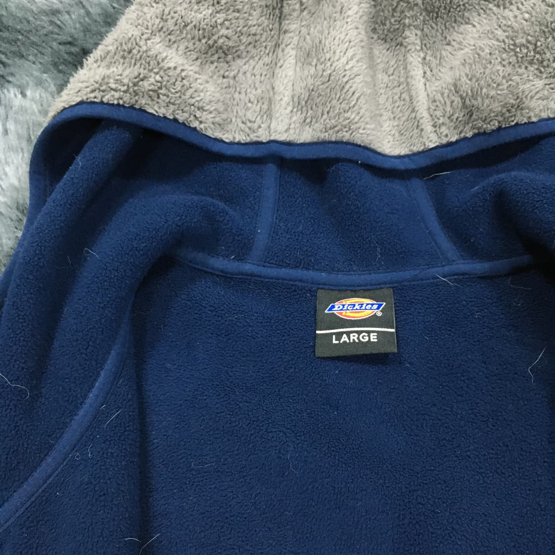 투티/0291 디키즈 플리스 뽀글이 후리스 베이지 브라운 배색 후드 집업 상품이미지3