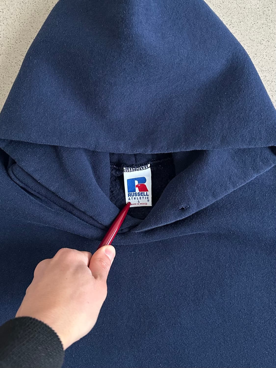 90s 빈티지 러셀 후드 네이비 L 상품이미지6