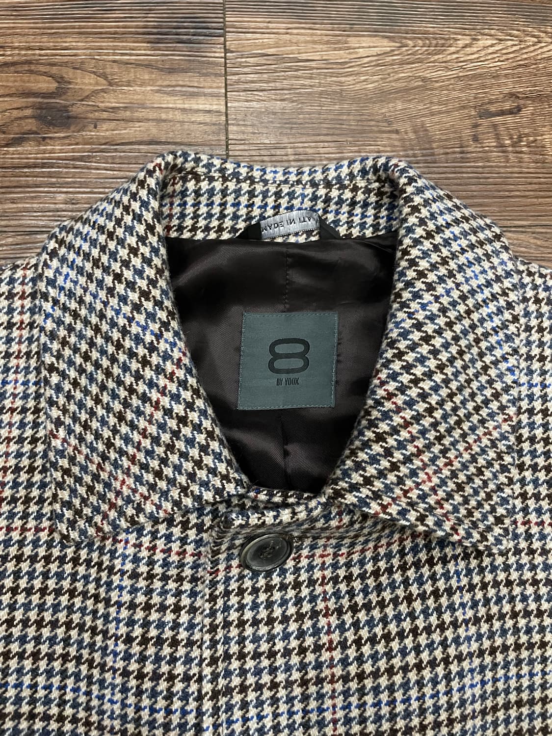 8 by YOOX 이태리제 하운드투스 체크 울 카코트 상품이미지4