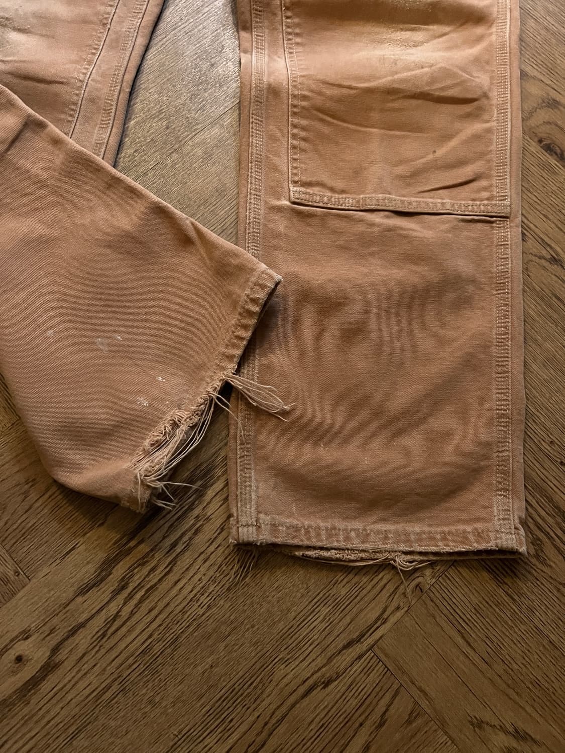 [34]칼하트 Made in USA 더티워싱 브라운 더블니 워크 팬츠 상품이미지3