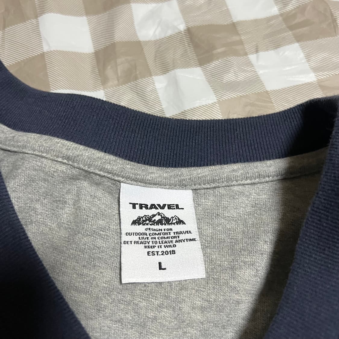 트레블 반팔 L 배색 그레이 반팔티 워크샵 상품이미지2