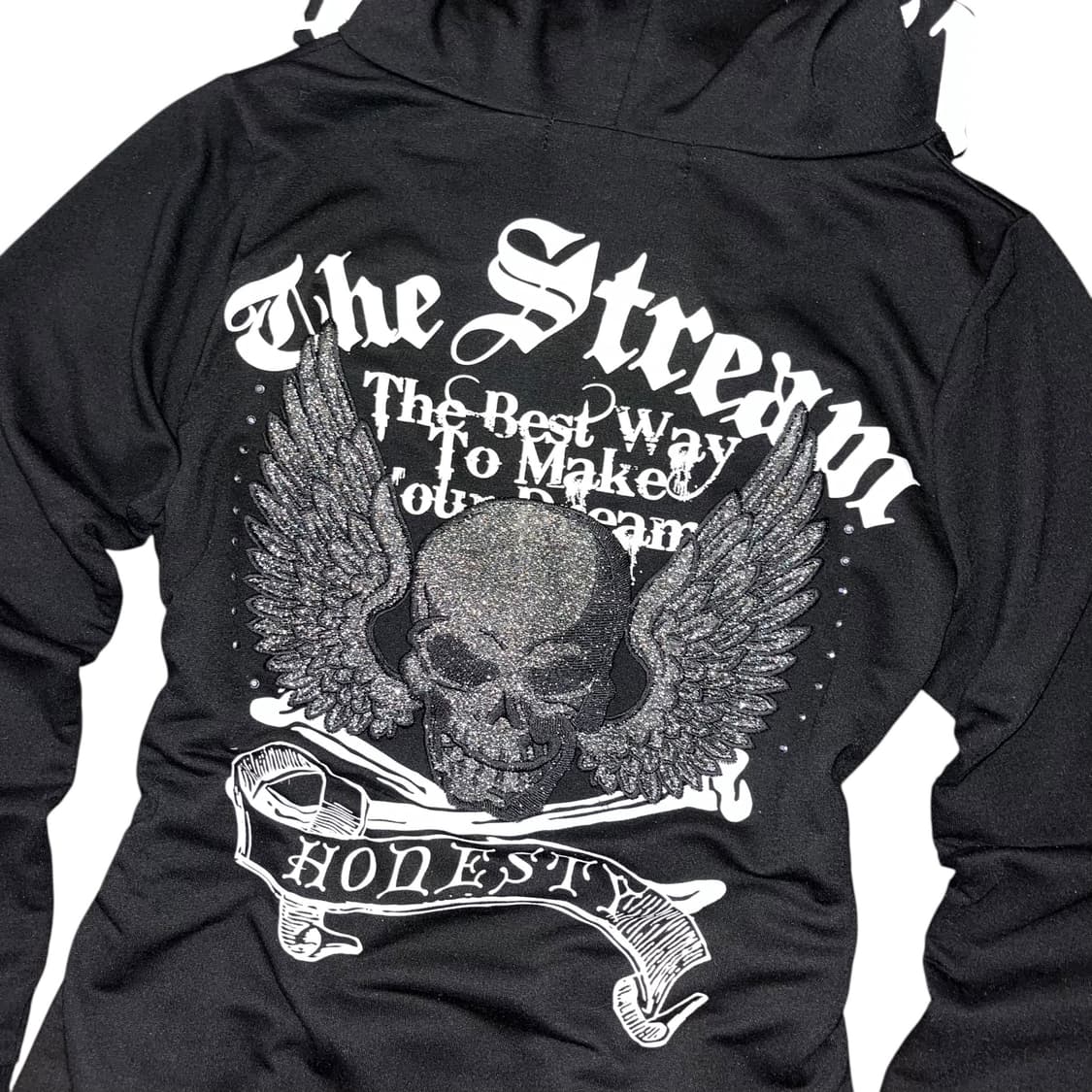 DIG DEEP 디그딥 십자큐빅 해골자수 후드 긴팔원피스 펑크y2k갸루 상품이미지2