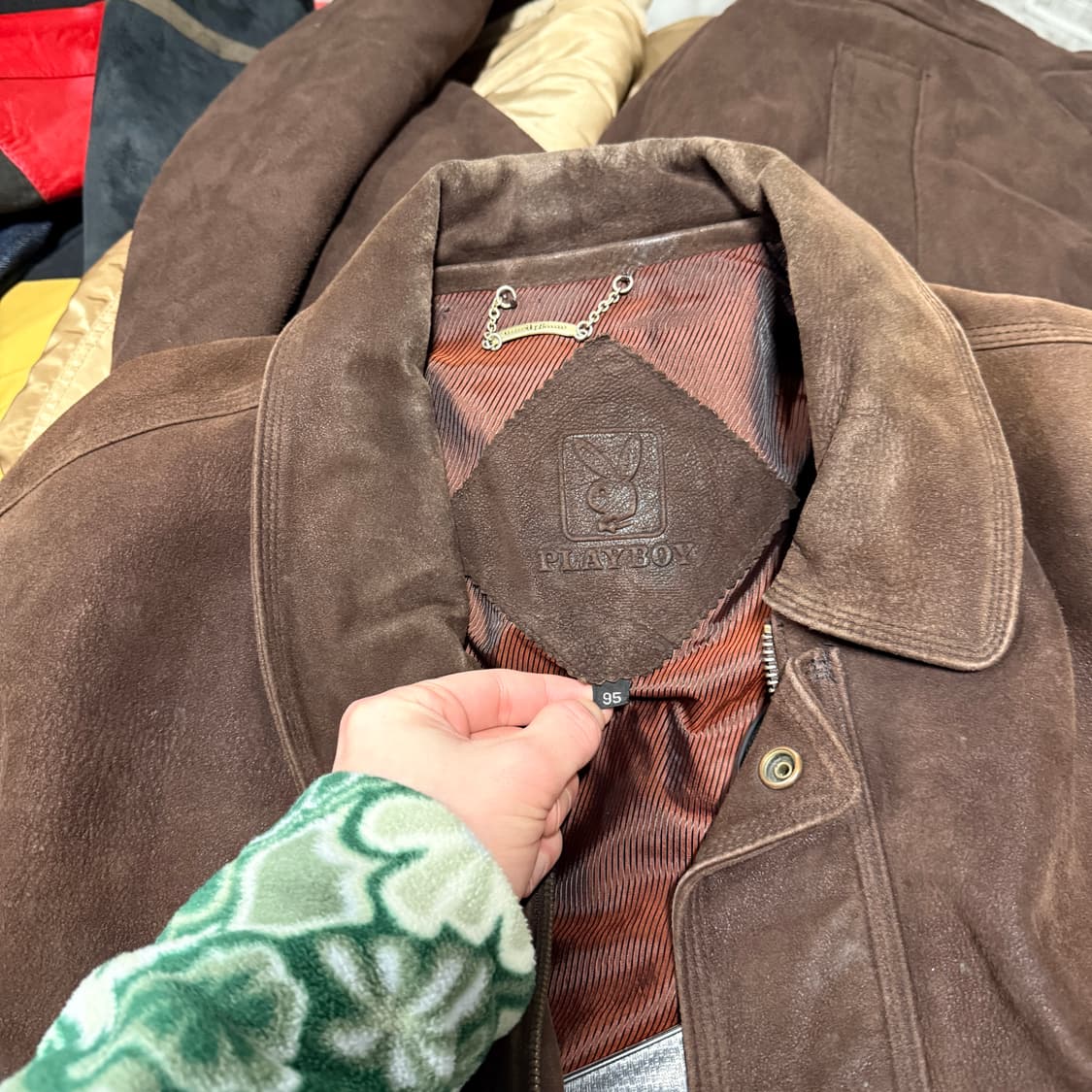 90s 플레이보이 양가죽 스웨이드 집업 싱글 블루종 자켓 상품이미지6
