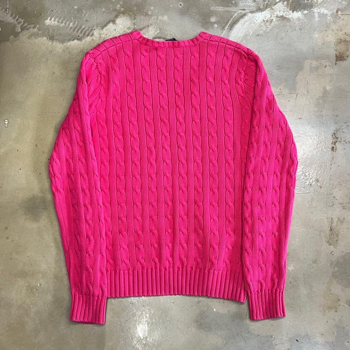 L 폴로랄프로렌 케이블 핑크 브이넥 니트 상품이미지3