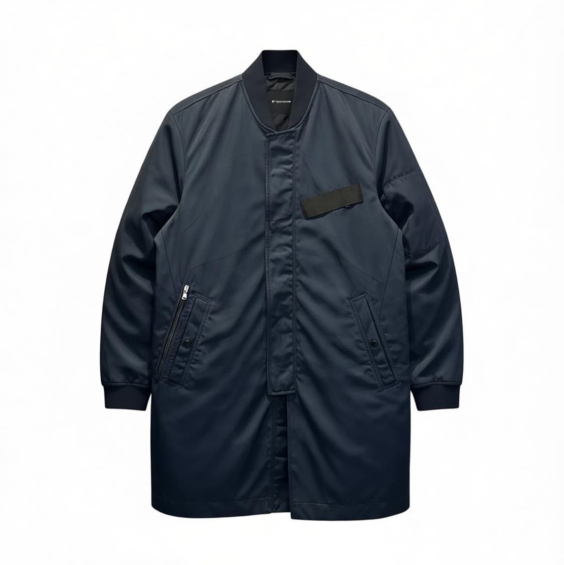 타임 MA-1 롱 봄버 항공점퍼 노카라 소매 지퍼 디테일 네이비 상품이미지1