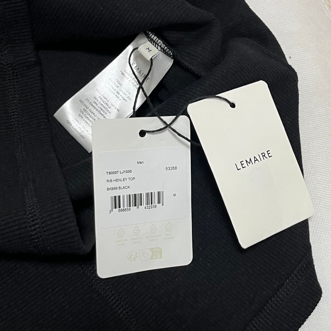 [M]르메르 26ss RIB HENLEY 헨리 탑/블랙 상품이미지4