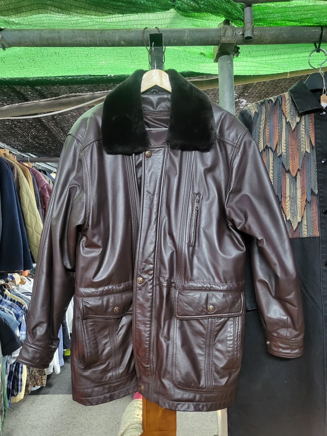 롱 가죽자켓 + 내피 오리털 상품이미지1