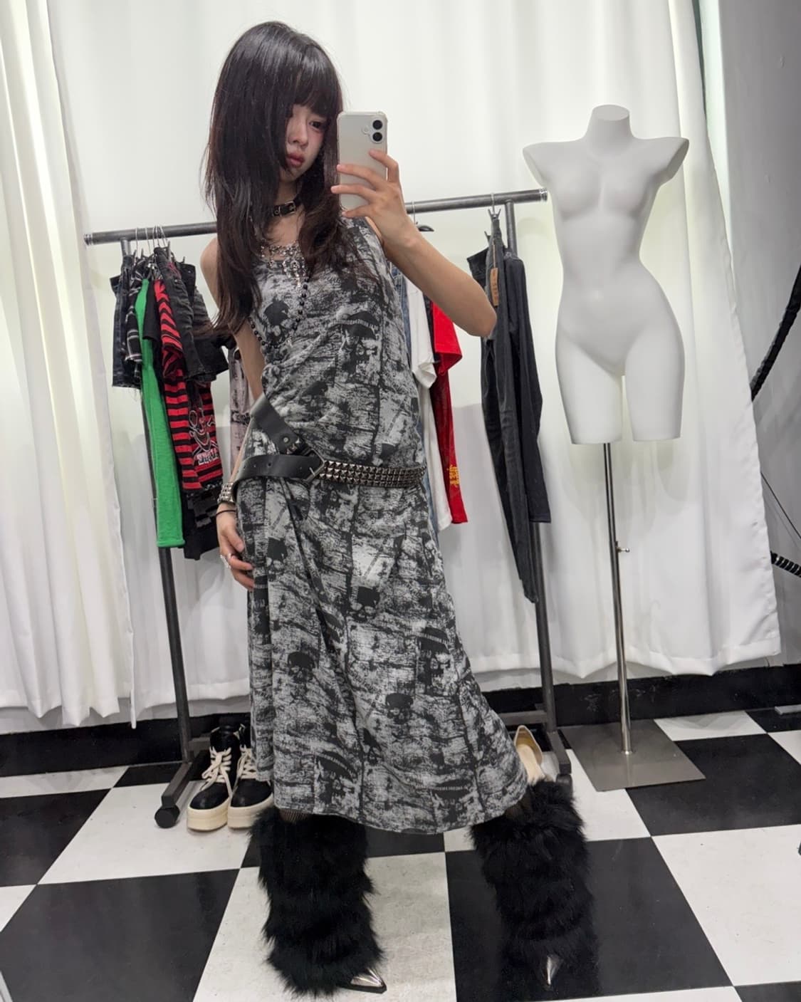 🎸그레이 스컬 프린팅 원피스🎸 상품이미지1
