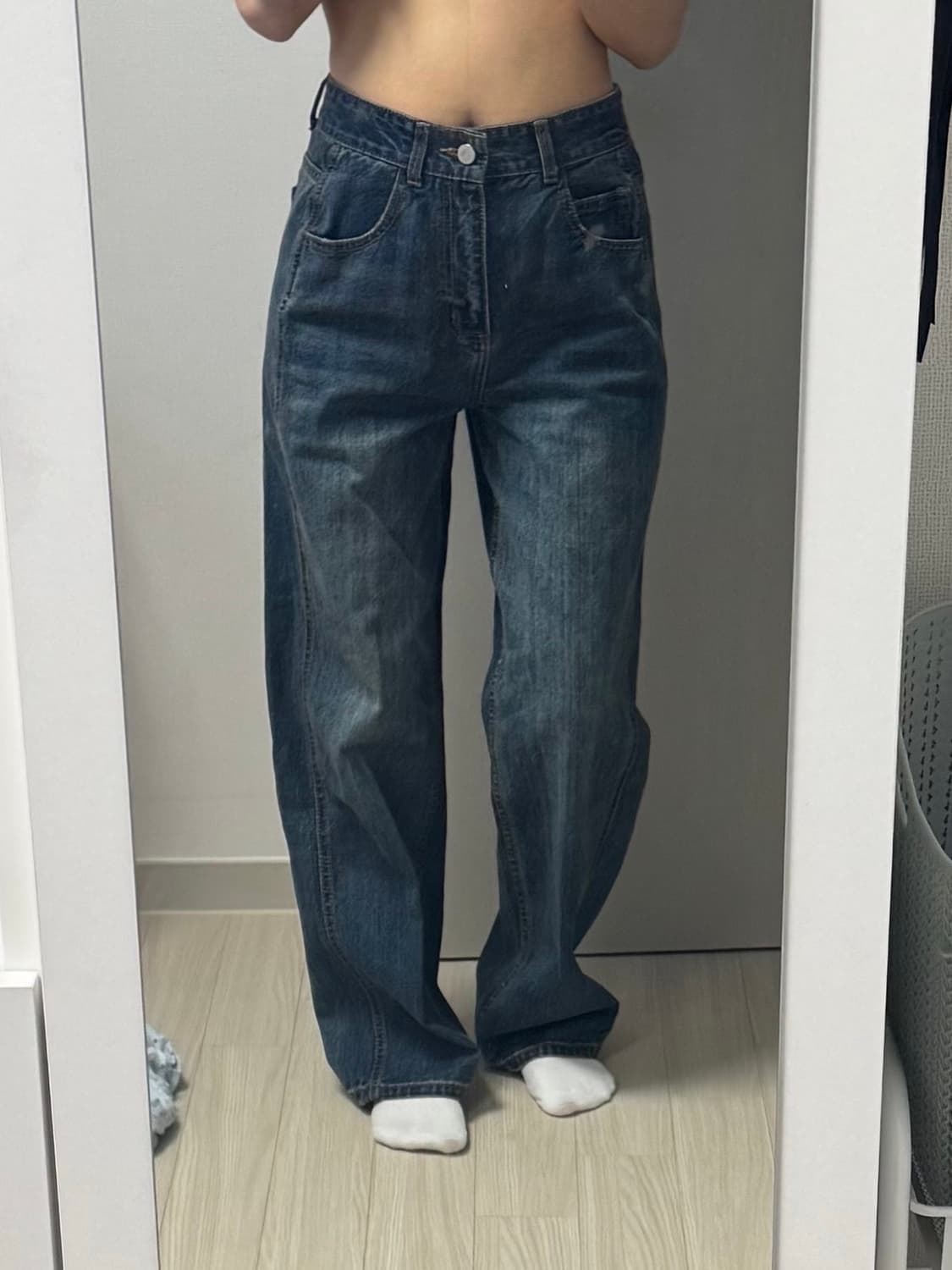 (s) 파사드패턴 와이드 데님팬츠 상품이미지2