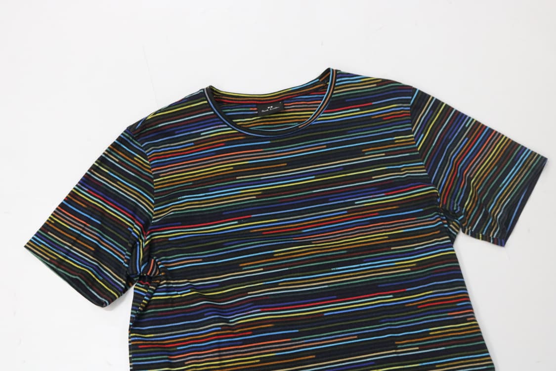 폴스미스 Paul Smith 멀티 컬러 호리존탈 스트라이프 반팔 티셔츠 상품이미지3