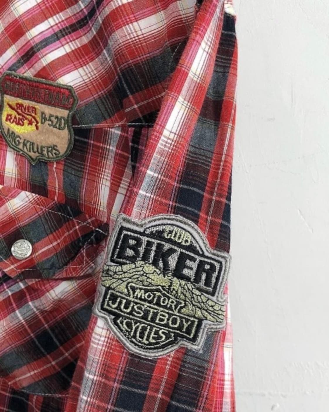 체크 패턴 패치 셔츠 상품이미지4