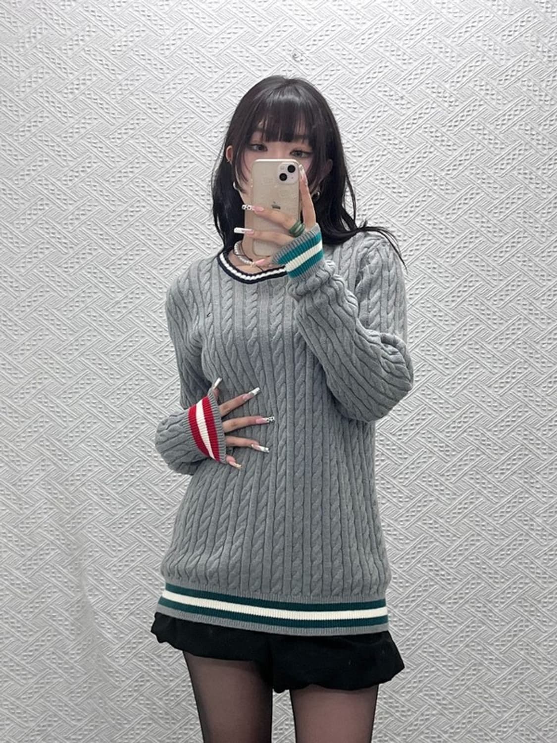 타미힐피거 빈티지 레트로 캐주얼 배색 꽈배기 니트 95 C11345 상품이미지1