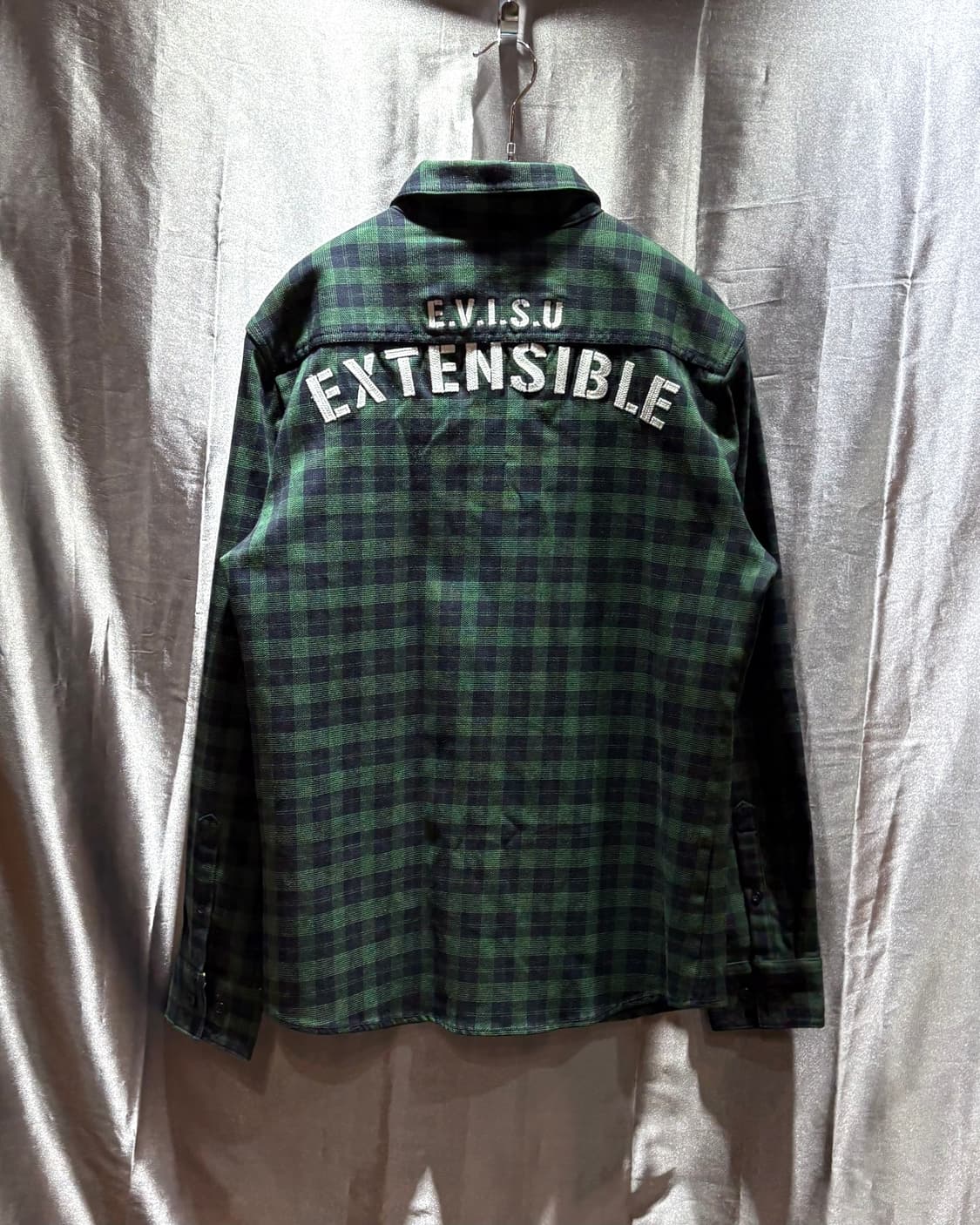 L 에비수 우먼스 타이거 패치 그린 체크셔츠 상품이미지3