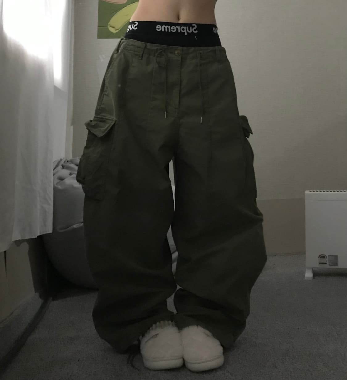 카키 와이드핏 카고팬츠 상품이미지3