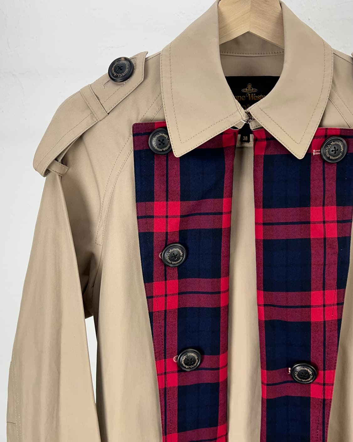비비안 웨스트우드 앵글로마니아 베이지 타탄 나폴리 트렌치 맥 코트 상품이미지2