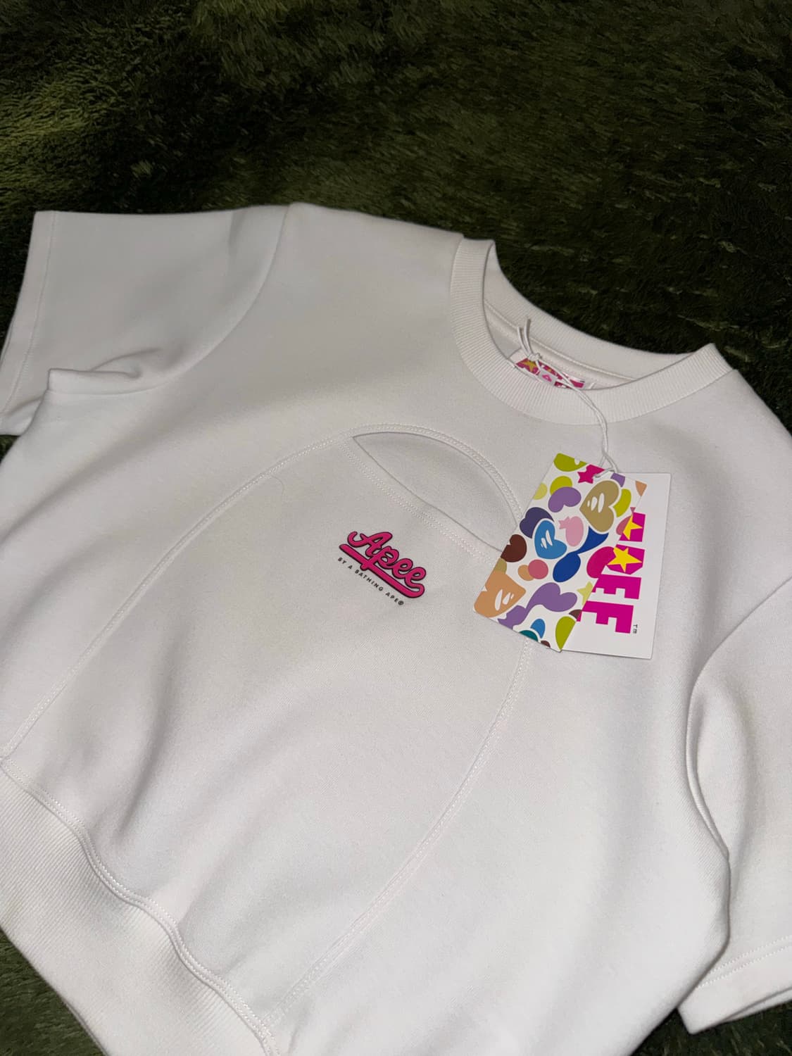 [S] AAPE 에이프 바이 베이프 크롭 스웻 탑 화이트 상품이미지2