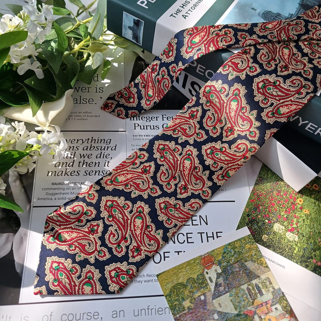 아쿠아스큐텀 네이비 레드 페이즐리 넥타이 9.5cm A+등급 E777
 상품이미지4