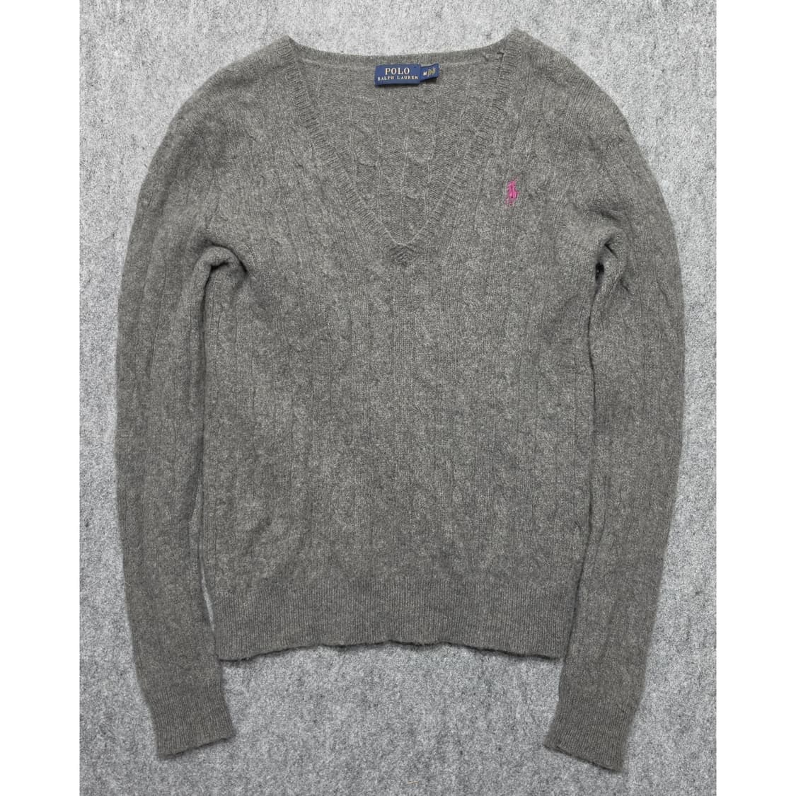 폴로 랄프로렌 울 캐시미어 케이블 브이넥 니트 M 상품이미지1