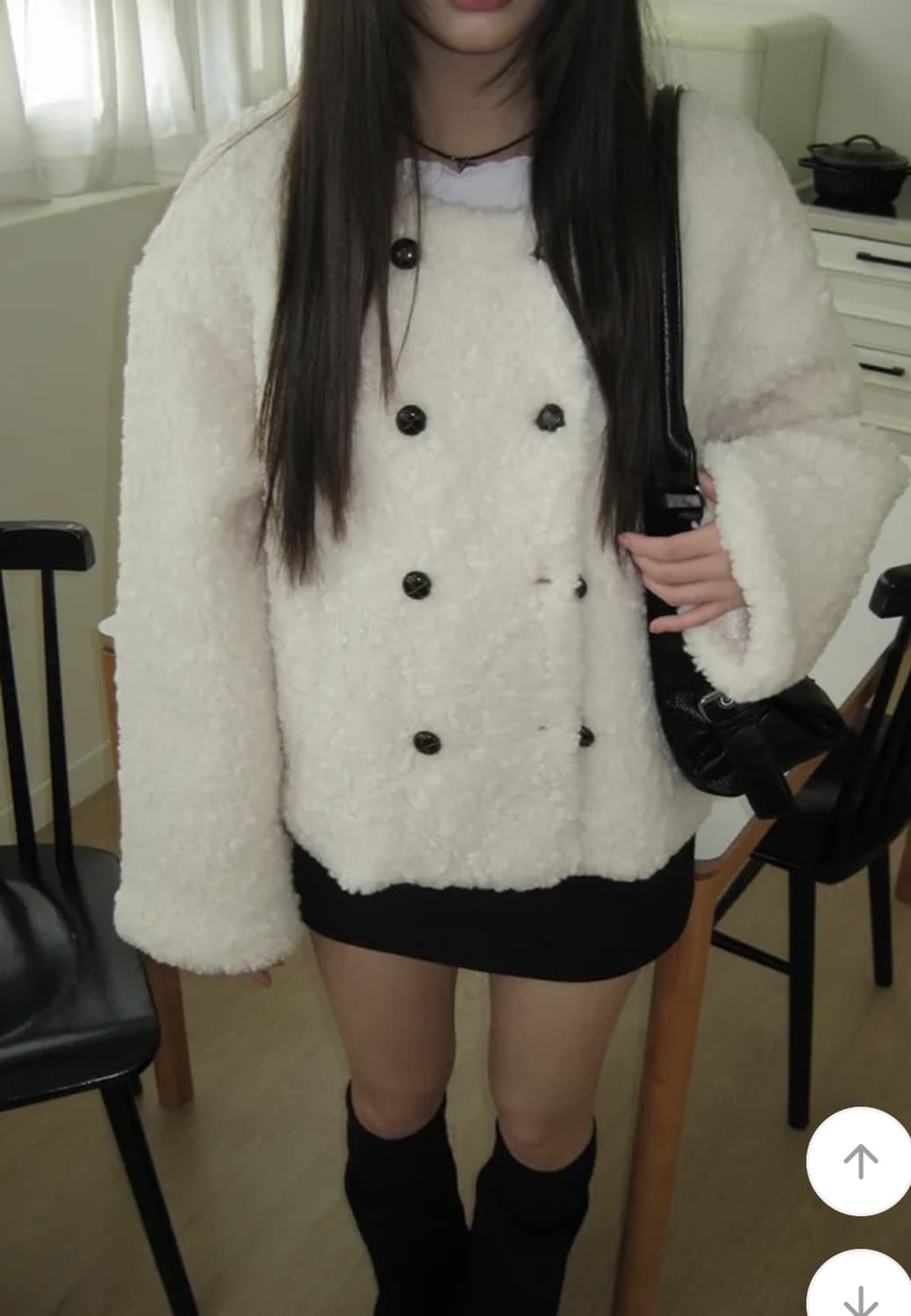 양털 라운드 퍼자켓 피코트 숏코트 빈티지 핀터레스트  상품이미지1