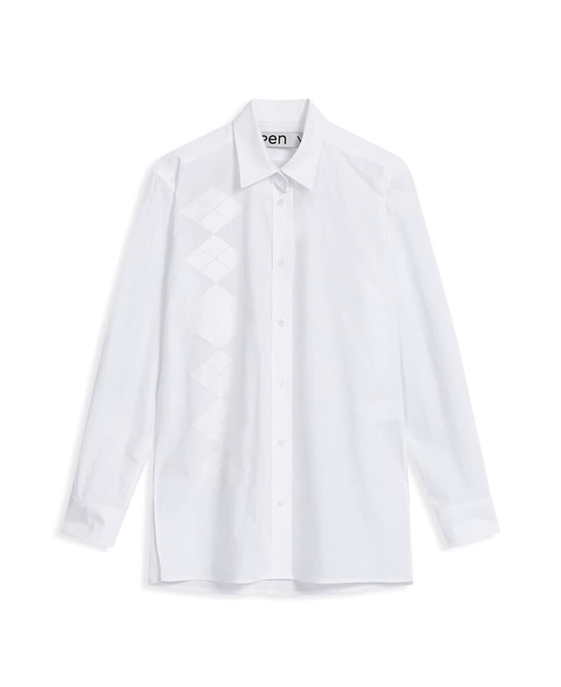오픈와이와이 아가일 버튼 다운 셔츠 화이트 상품이미지4