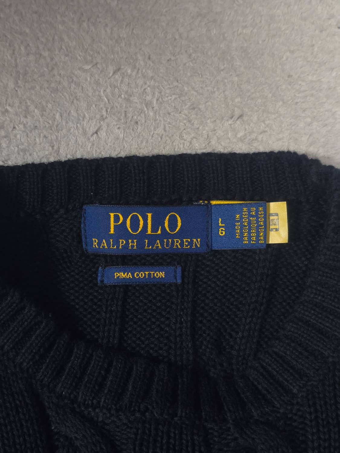 폴로랄프로렌 코튼 꽈배기 니트 블랙 L  상품이미지3