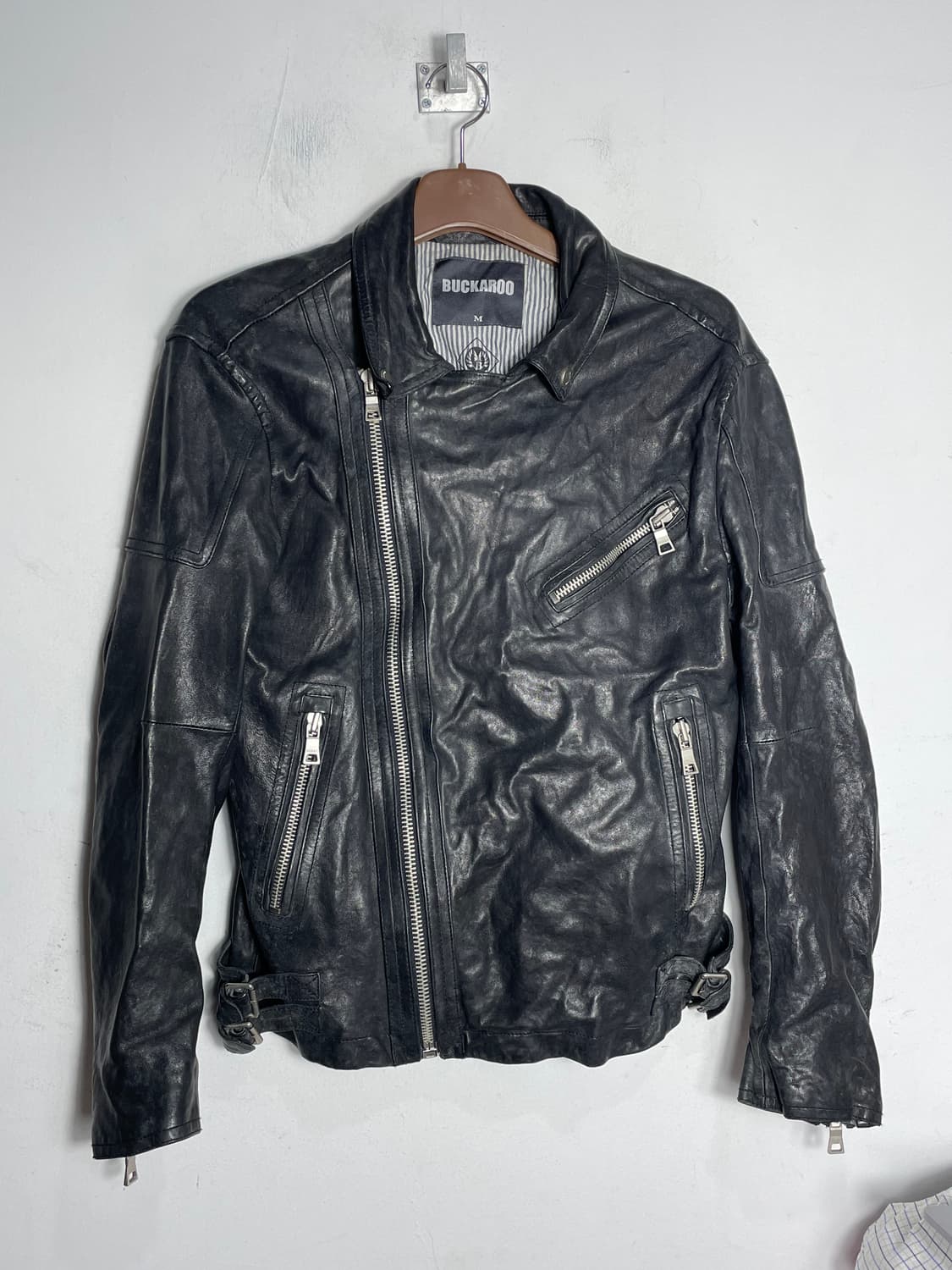 (BUCKAROO)버커루 블랙 가죽 라이더 자켓 상품이미지1