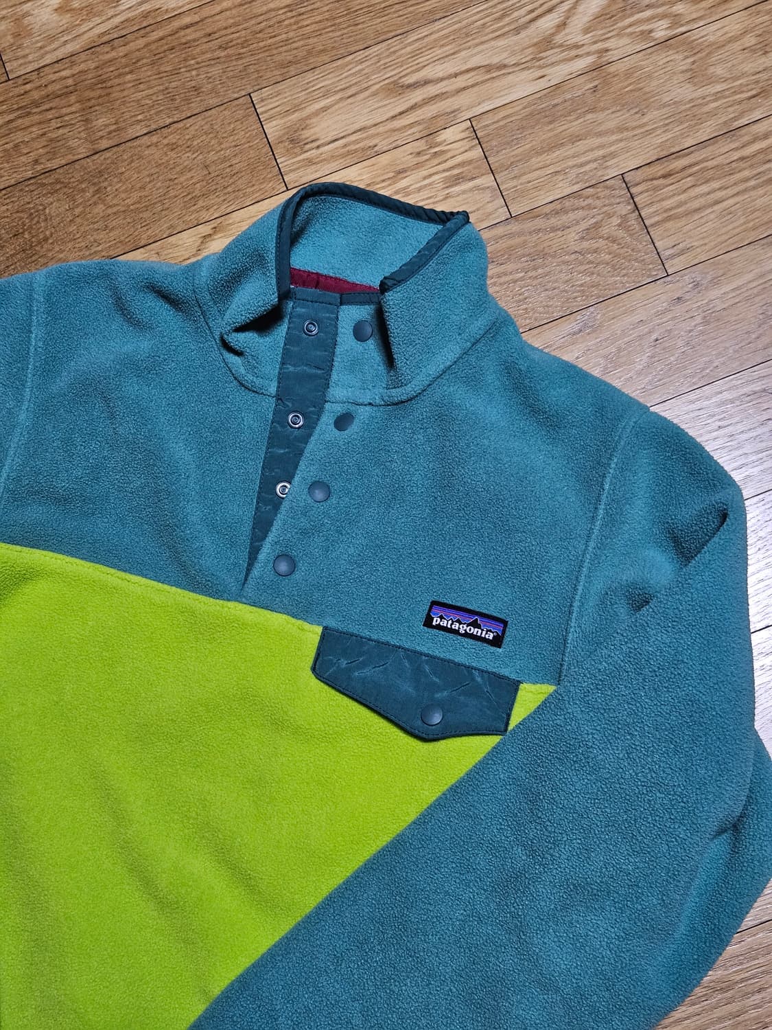 파타고니아 신칠라 플리스 풀오버 블루/라임 우먼 후리스 상품이미지1