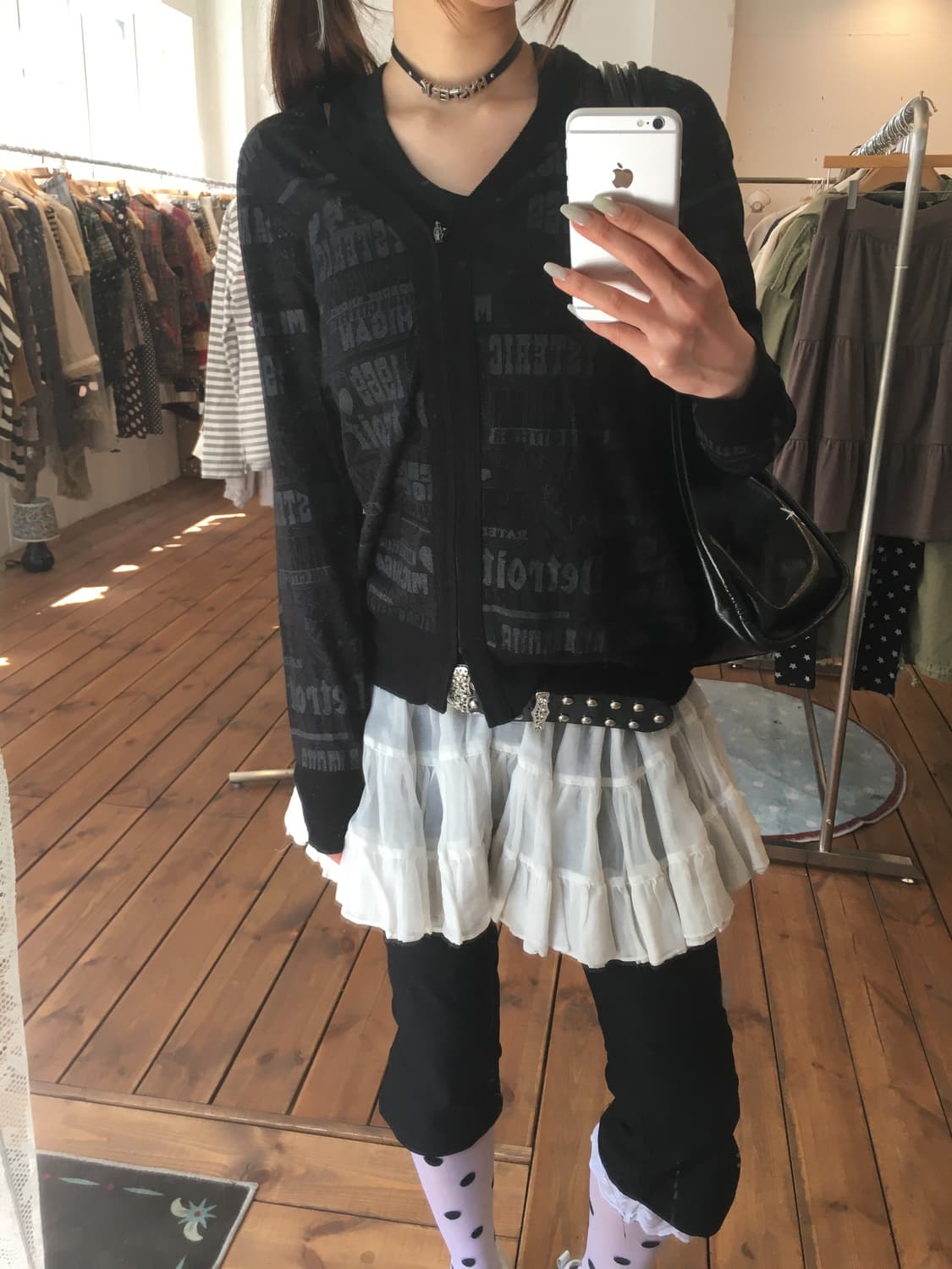 히스테릭글래머 히스걸 블랙 하트 글리터 집업 상품이미지4