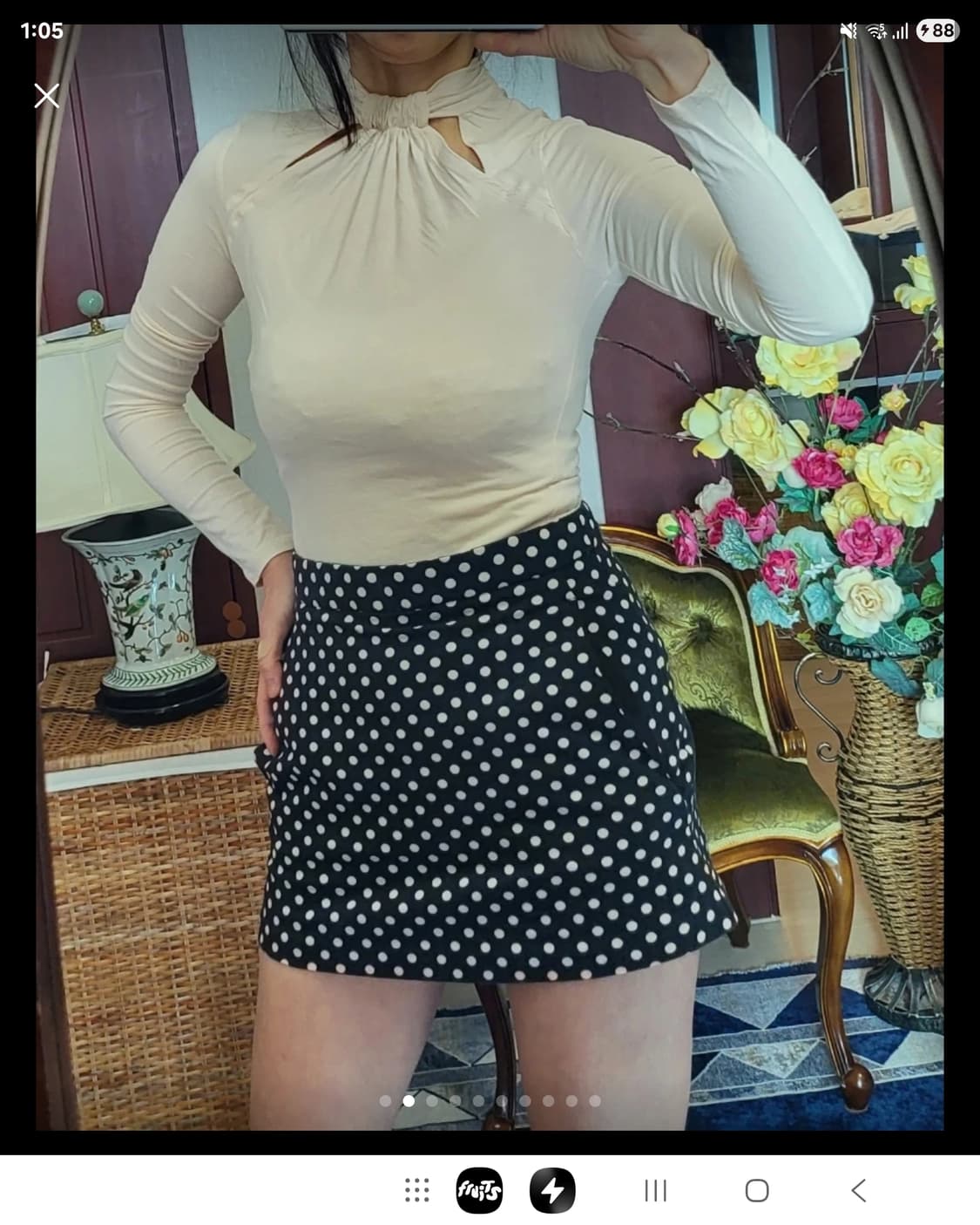 새상 프랑스 모르간 아이보리 모달 키홀 셔츠  상품이미지2