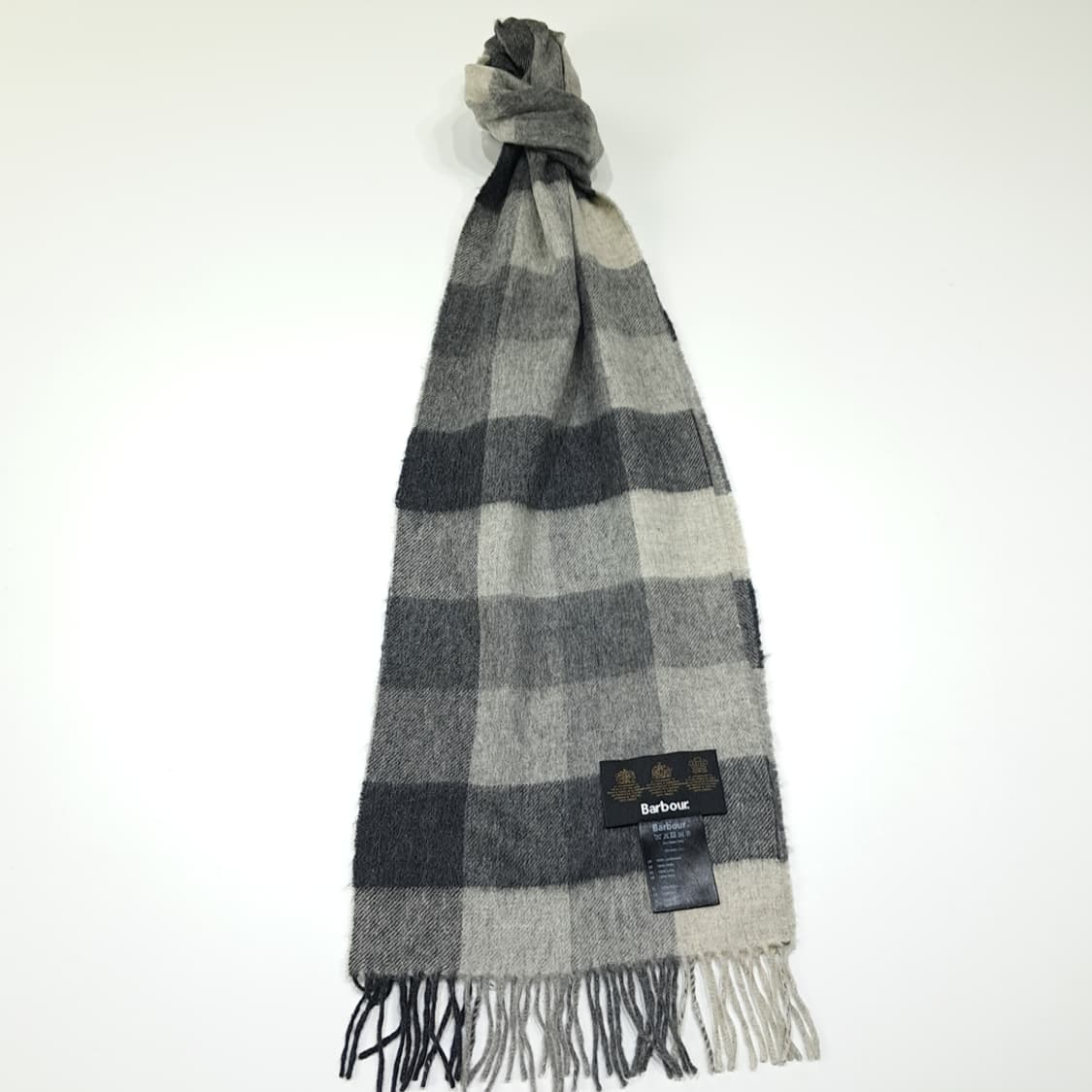 MX630 바버 00s 램스울 버팔로 체크 차콜 머플러 목도리 상품이미지1