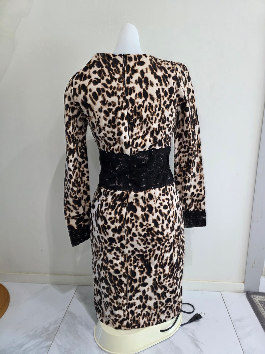 빈티지)레오파드호피 긱시크 y2k 오네갸루 딱붙섹시 블랙레이스원피스 상품이미지3