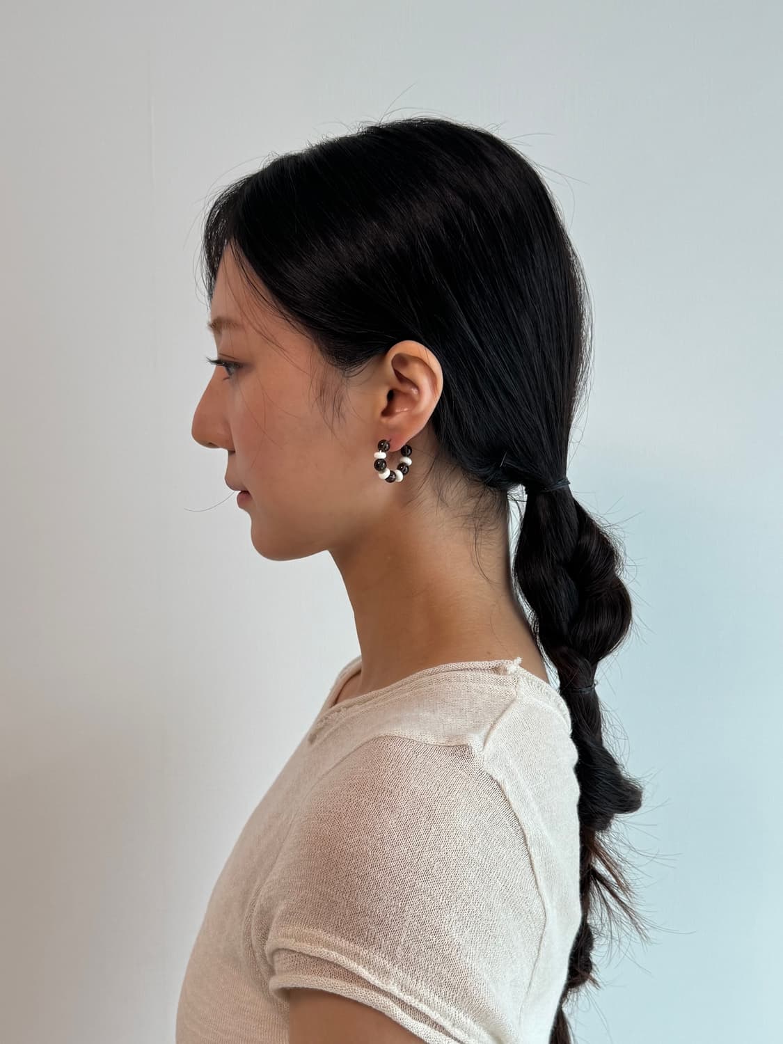 Cream Smoke Hoop Earrings 상품이미지2