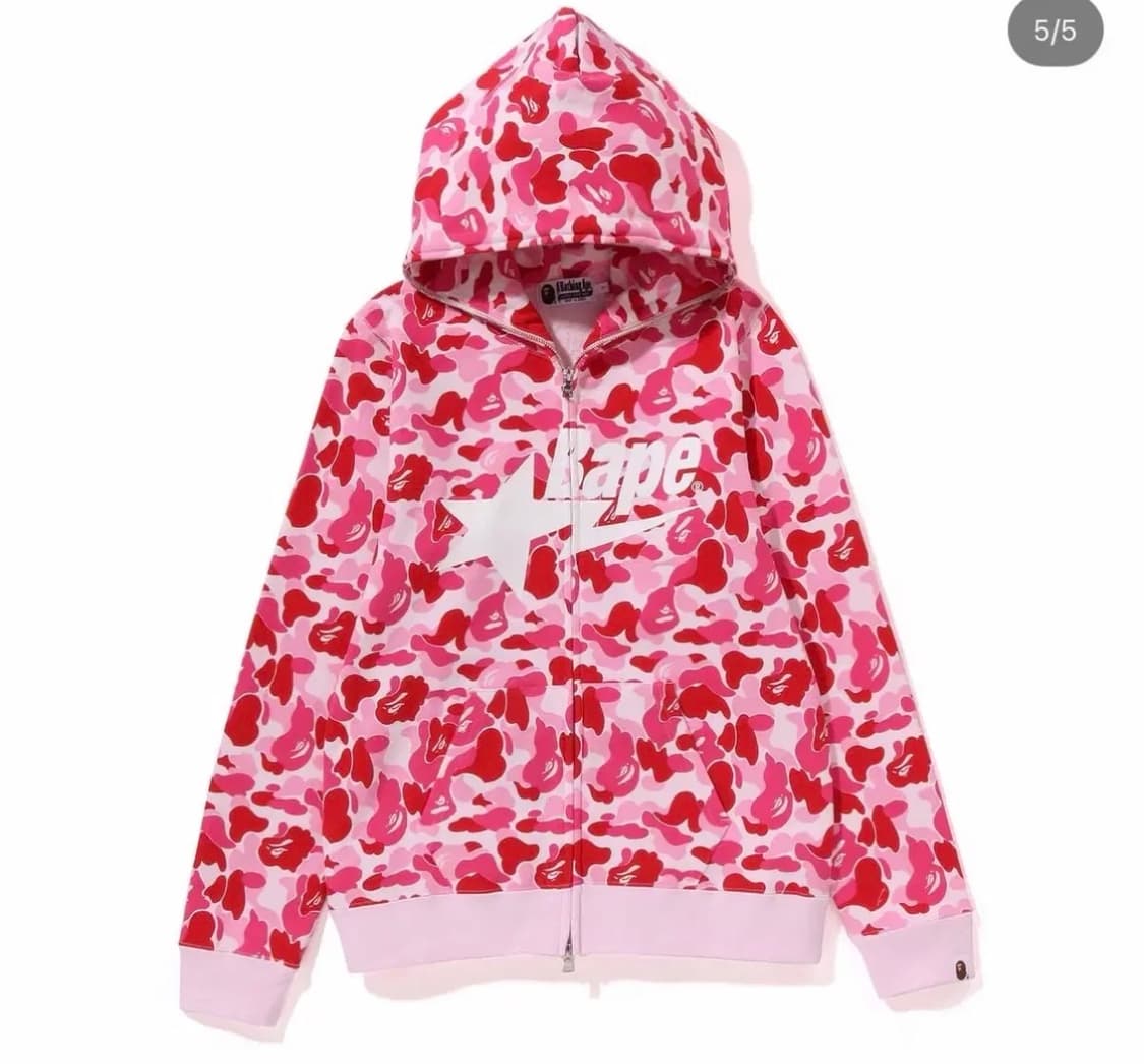 베이프 abc 카모 스타 후드집업 핑크 xs 상품이미지1