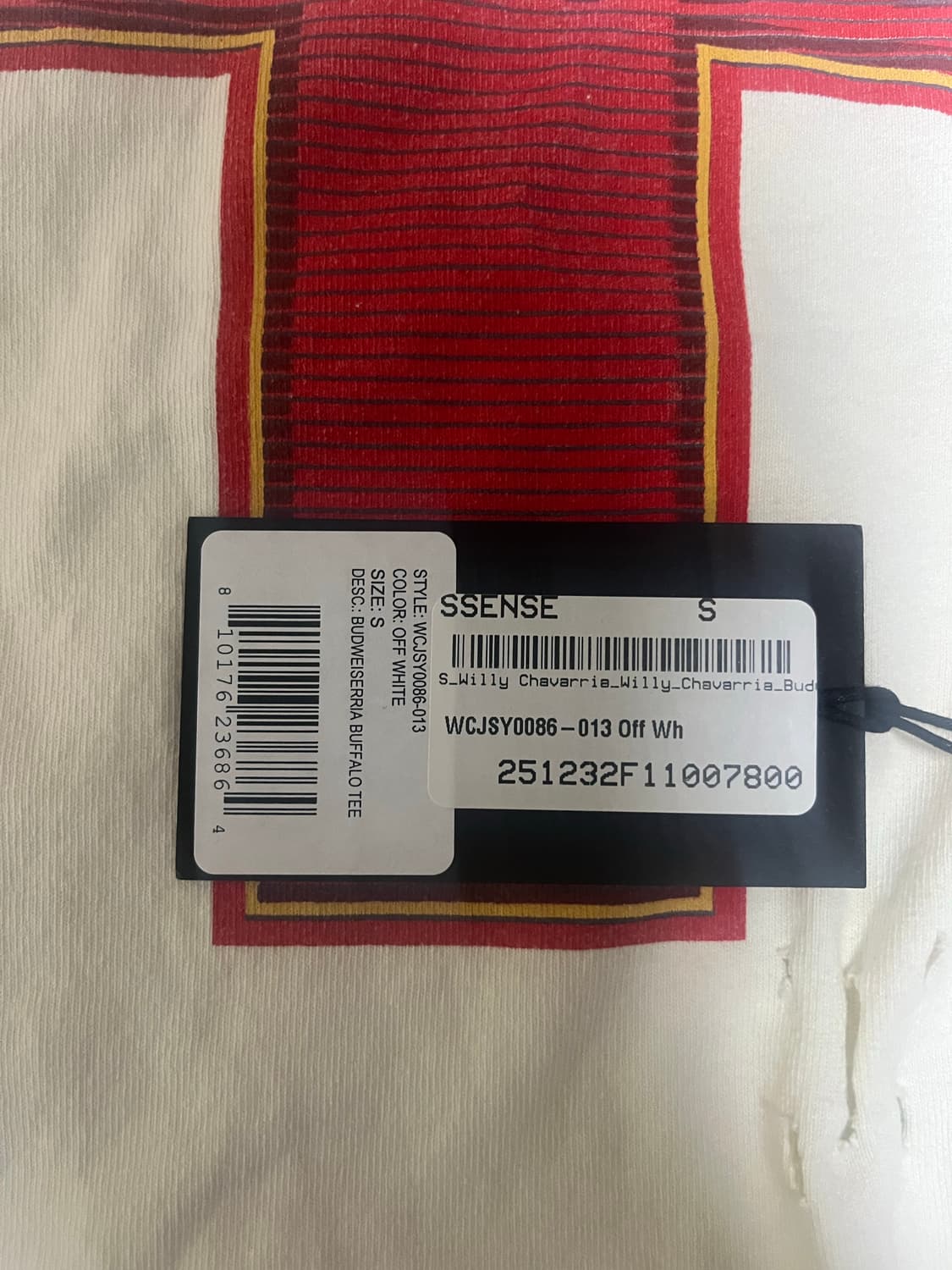 [S]25ss 윌리 차바리아 버드와이저 티셔츠 오프화이트 상품이미지3