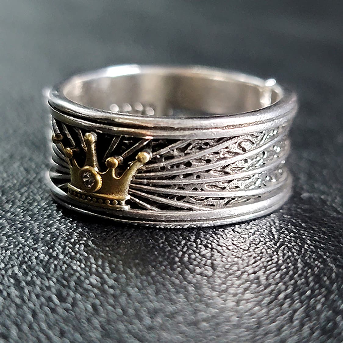 Nikke 실버 남자 엔틱 빈티지 명품 황금 승리 왕관 반지 상품이미지2