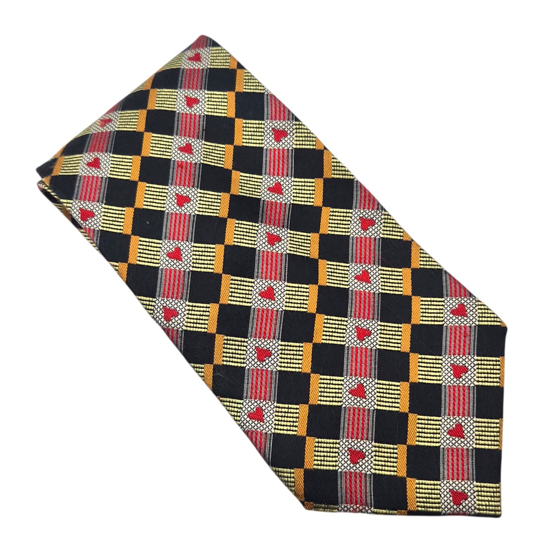 90s 모스키노 하트 타일 체크 실크 넥타이 상품이미지2