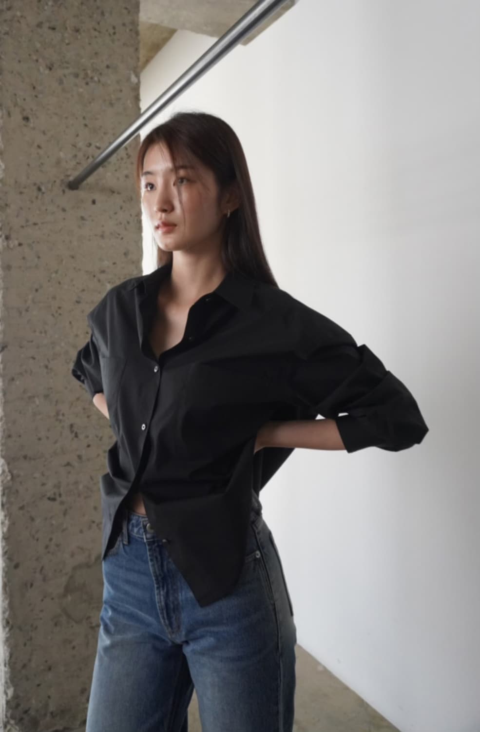 뉴욕나인스튜디오 Blanc Shirts 블랑 셔츠 숏 블랙 상품이미지5