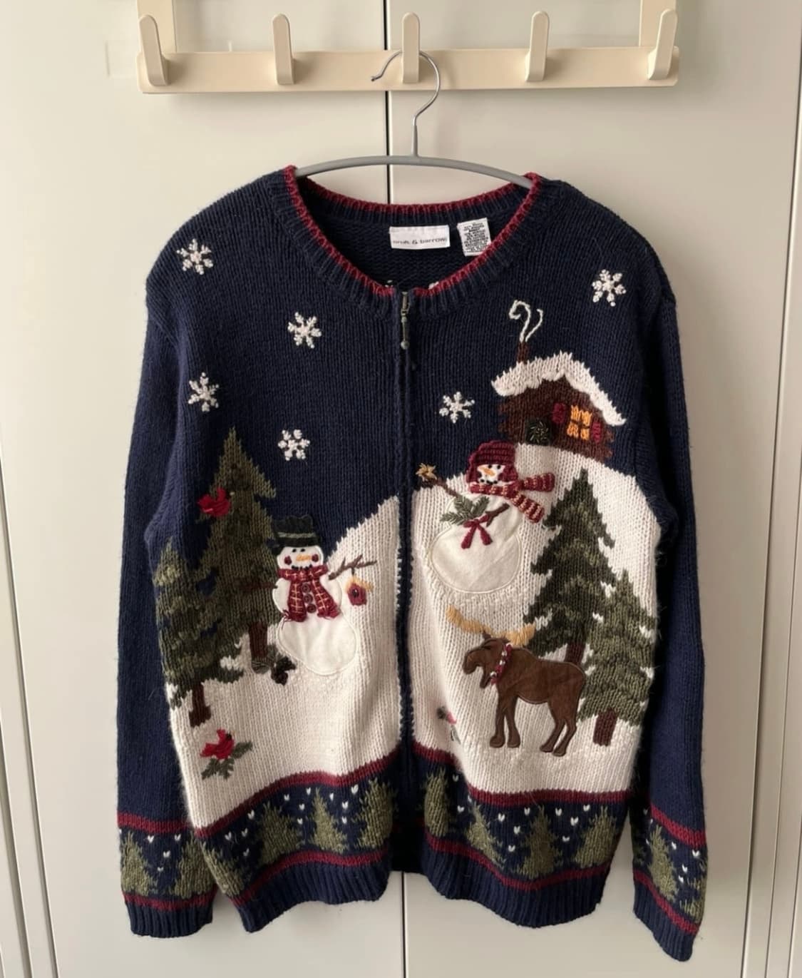 빈티지 눈사람풍경 니트 가디건 상품이미지1