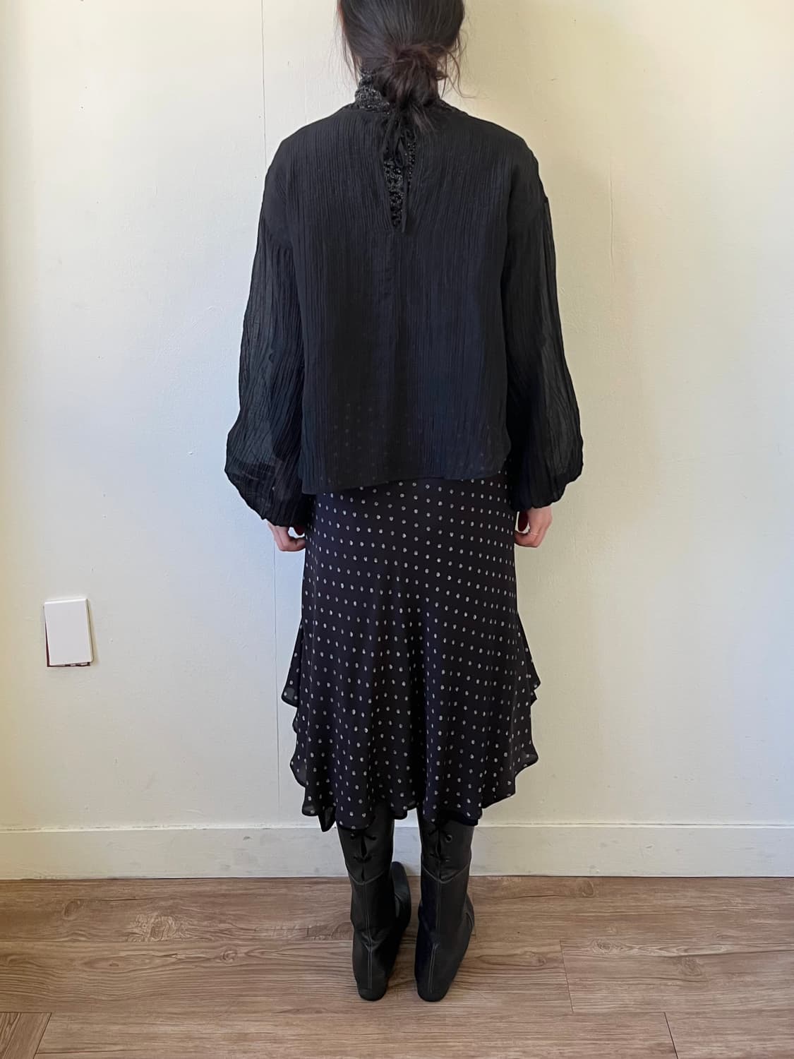 CLASSICAL ELF 블랙 시스루 블라우스 상품이미지10