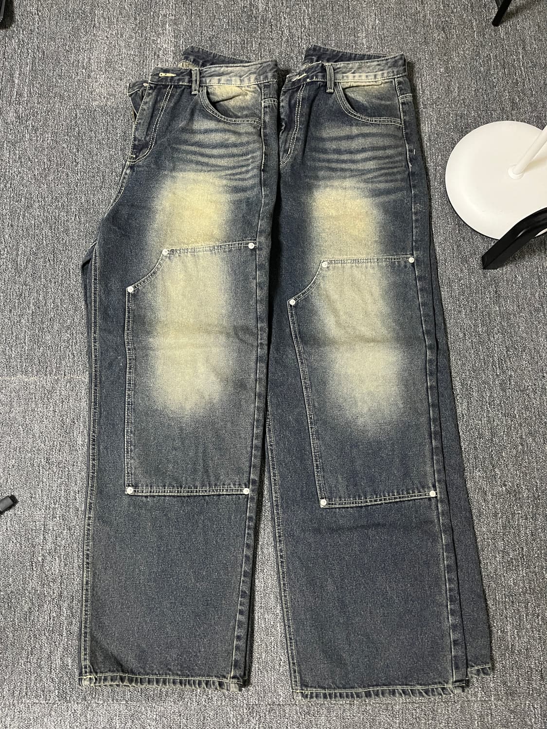 더블니 데님 팬츠 와이드 청바지 상품이미지4