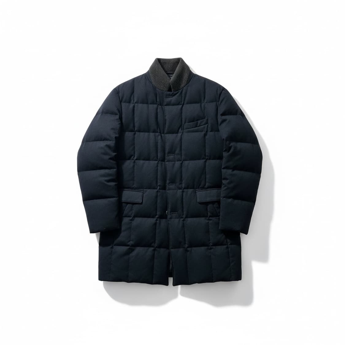 영국 감성 킨록(Kinloch) 네이비 컬러 퀼팅 다운 롱 코트 상품이미지1