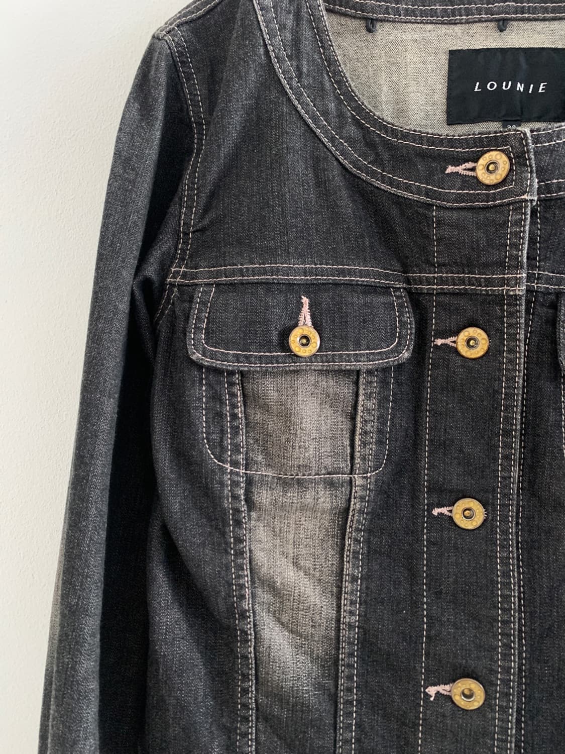 (Vintage)Black Denim Washed Jacket 상품이미지4