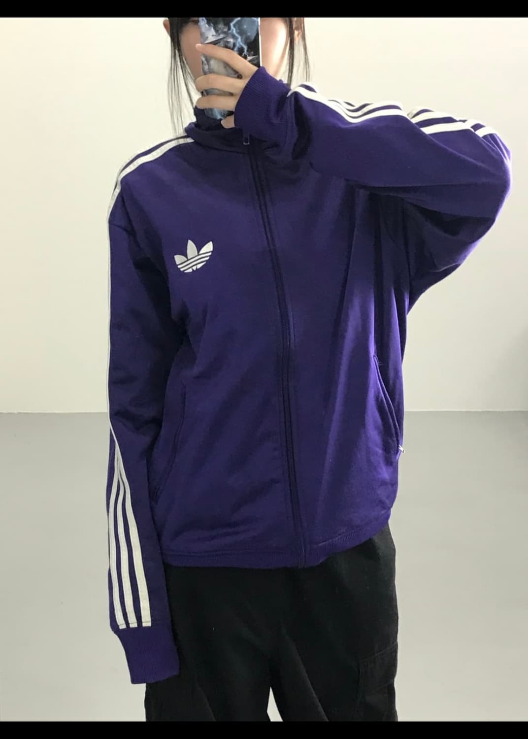 아디다스 구 파이어버드 퍼플 보라 져지 트랙탑 집업 100 L 올드스쿨  상품이미지3
